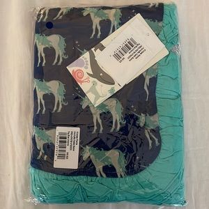 Kickee pants Ruffle toddler blanket, flag blue unicorn